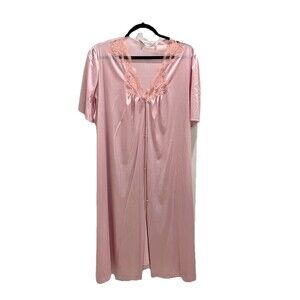 Vintage Ashley Ames Satin Lace Nightgown Pink Lace Grandmacore  Size XXL USA